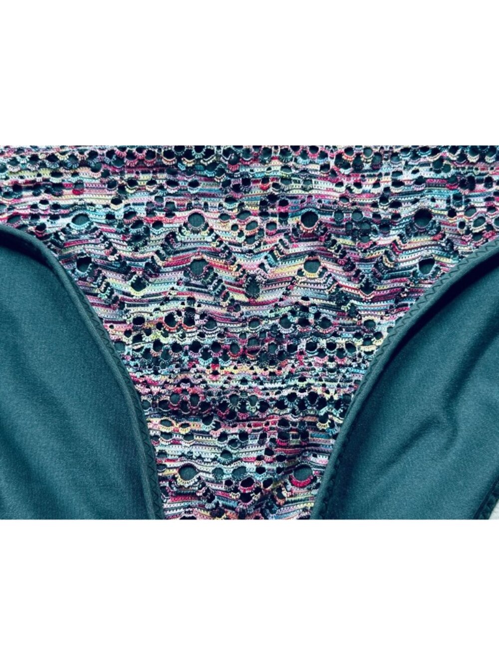Becca Womens Hipster Bikini Bottom Size Small Multicolor Crochet Design NWT - Picture 3 of 7